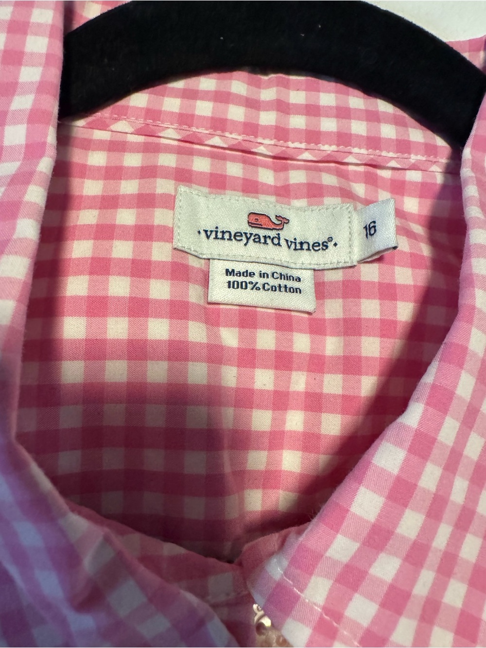 NWOT Vineyard Vines Women’s Pink and Whit Gingham shirt 16